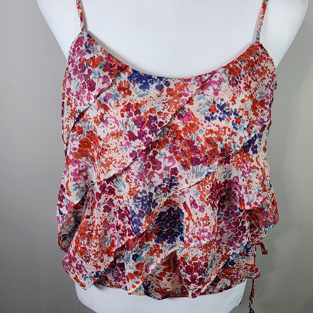American Eagle‎ Ruffle Cami Womens Medium Tank Fairy Floral Feminine Ditsy Y2K - Picture 3 of 13